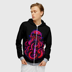Толстовка 3D на молнии мужская Череп Осьминог Octopus Skull, цвет: 3D-меланж — фото 2