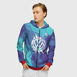 Толстовка 3D на молнии мужская VOLKSWAGEN, цвет: 3D-красный — фото 2