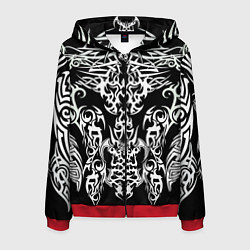 Толстовка 3D на молнии мужская ТАТУ ЧЕРНО БЕЛОЕ УЗОР, цвет: 3D-красный
