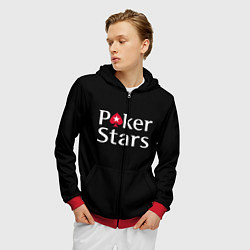 Толстовка 3D на молнии мужская Poker Stars, цвет: 3D-красный — фото 2