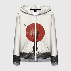 Толстовка 3D на молнии мужская Самурай на коне, цвет: 3D-меланж