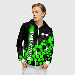 Толстовка 3D на молнии мужская KAWASAKI КАВАСАКИ, цвет: 3D-белый — фото 2