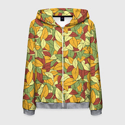 Толстовка 3D на молнии мужская Яркие осенние листья, цвет: 3D-меланж