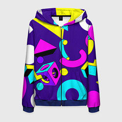 Толстовка 3D на молнии мужская Геометрические фигуры, цвет: 3D-синий