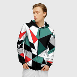 Толстовка 3D на молнии мужская Абстрактный геометрический, цвет: 3D-черный — фото 2