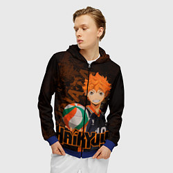 Толстовка 3D на молнии мужская Хината Волейбол, цвет: 3D-синий — фото 2