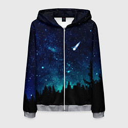 Толстовка 3D на молнии мужская ЛЕС НОЧЬЮ, цвет: 3D-меланж