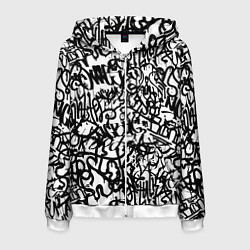 Мужская толстовка на молнии Graffiti black on white
