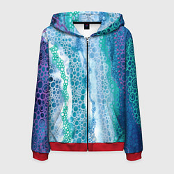 Толстовка 3D на молнии мужская Водопад красочной пены, цвет: 3D-красный