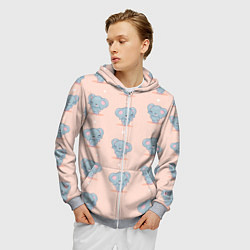 Толстовка 3D на молнии мужская Слоники, цвет: 3D-меланж — фото 2