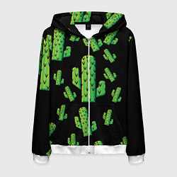Толстовка 3D на молнии мужская Cactus Time - Веселые кактусы, цвет: 3D-белый