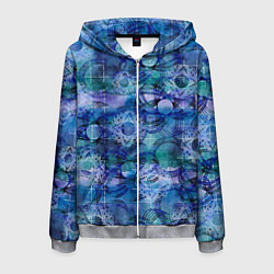 Толстовка 3D на молнии мужская Абстракция - акварельный узор, цвет: 3D-меланж