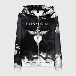 Толстовка 3D на молнии мужская BON JOVI БОН ДЖОВИ, цвет: 3D-белый