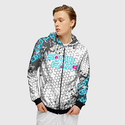 Толстовка 3D на молнии мужская Игра в кальмара, цвет: 3D-черный — фото 2