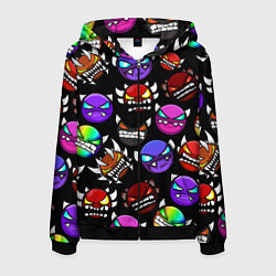 Толстовка 3D на молнии мужская Geometry Dash: Demons Squad, цвет: 3D-черный