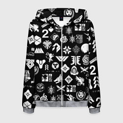 Толстовка 3D на молнии мужская DESTINY 2 PATTERN GAME LOGO ДЕСТИНИ 2 ПАТТЕРН СИМВ, цвет: 3D-меланж