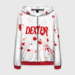 Толстовка 3D на молнии мужская Dexter logo Декстер брызги крови, цвет: 3D-красный