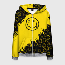 Толстовка 3D на молнии мужская Nirvana Smile Нирвана Рваный Паттерн, цвет: 3D-меланж