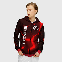 Толстовка 3D на молнии мужская ЛЕКСУС КРАСНЫЕ 3Д ПЛИТЫ, цвет: 3D-красный — фото 2