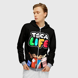 Толстовка 3D на молнии мужская Toca Life: Friends, цвет: 3D-меланж — фото 2