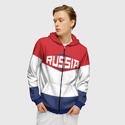 Толстовка 3D на молнии мужская Russia, цвет: 3D-синий — фото 2