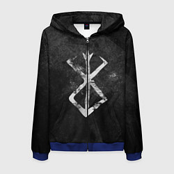 Толстовка 3D на молнии мужская BERSERK LOGO GRUNGE, цвет: 3D-синий