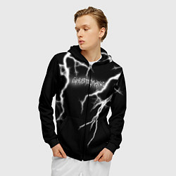 Толстовка 3D на молнии мужская GHOSTEMANE Lightning Гостмейн Молния Надпись, цвет: 3D-черный — фото 2