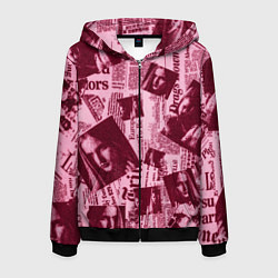 Толстовка 3D на молнии мужская Newspaper fashion, цвет: 3D-черный