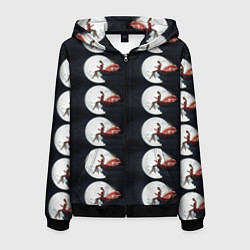 Толстовка 3D на молнии мужская Лунная девушка, цвет: 3D-черный