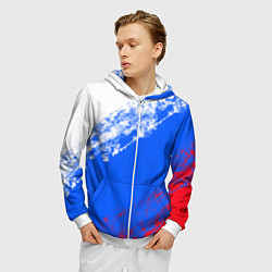 Толстовка 3D на молнии мужская Флаг РФ триколор, цвет: 3D-белый — фото 2