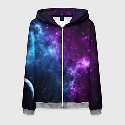 Толстовка 3D на молнии мужская NEON GALAXY НЕОНОВЫЙ КОСМОС, цвет: 3D-меланж
