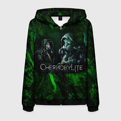 Толстовка 3D на молнии мужская Катастрофа, цвет: 3D-черный