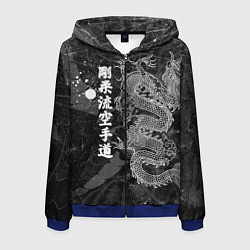 Толстовка 3D на молнии мужская Токийский Дракон Иероглифы Dragon Japan, цвет: 3D-синий