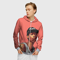 Толстовка 3D на молнии мужская Wiz Khalifa Art, цвет: 3D-меланж — фото 2