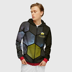 Толстовка 3D на молнии мужская JWST space cell theme, цвет: 3D-красный — фото 2