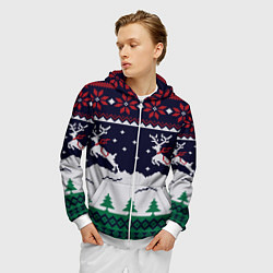 Толстовка 3D на молнии мужская СВИТЕР С ОЛЕНЯМИ DEER SWEATER, цвет: 3D-белый — фото 2