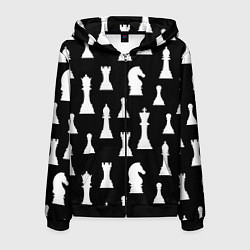 Мужская толстовка на молнии Белые шахматные фигуры