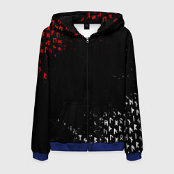 Толстовка 3D на молнии мужская КРАСНО БЕЛЫЕ РУНЫ, цвет: 3D-синий