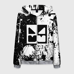 Толстовка 3D на молнии мужская GEOMETRY DASH BLACK & WHITE SMILE, цвет: 3D-меланж