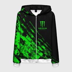 Толстовка 3D на молнии мужская Monster Energy Текстура, цвет: 3D-белый