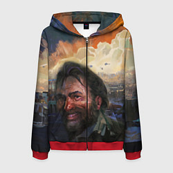 Толстовка 3D на молнии мужская Disco Elysium Harrier Du Bois, цвет: 3D-красный