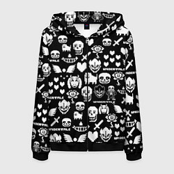 Толстовка 3D на молнии мужская UNDERTALE PATTERN БЕЛЫЙ, цвет: 3D-черный