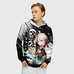 Толстовка 3D на молнии мужская КАДЗУХА АНЕМО KAZUHA, цвет: 3D-черный — фото 2