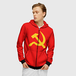 Толстовка 3D на молнии мужская Красный Советский союз, цвет: 3D-черный — фото 2