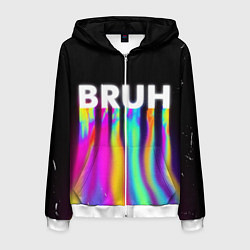 Толстовка 3D на молнии мужская BRUH Братан, цвет: 3D-белый