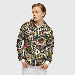 Толстовка 3D на молнии мужская Ничоси - Nichosi, цвет: 3D-белый — фото 2