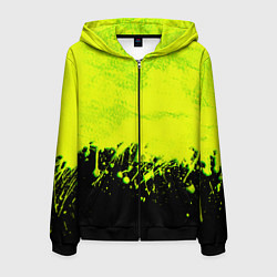 Толстовка 3D на молнии мужская НЕОНОВЫЕ БРЫЗГИ КРАСКИ, цвет: 3D-черный