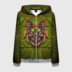 Толстовка 3D на молнии мужская Кибер-лис, цвет: 3D-меланж