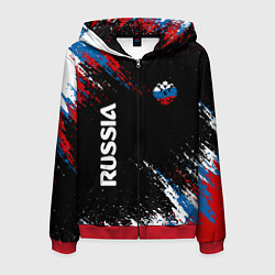 Мужская толстовка на молнии Russia Штрихи в цвет Флага