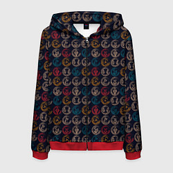 Толстовка 3D на молнии мужская Виртуальная Валюта, цвет: 3D-красный